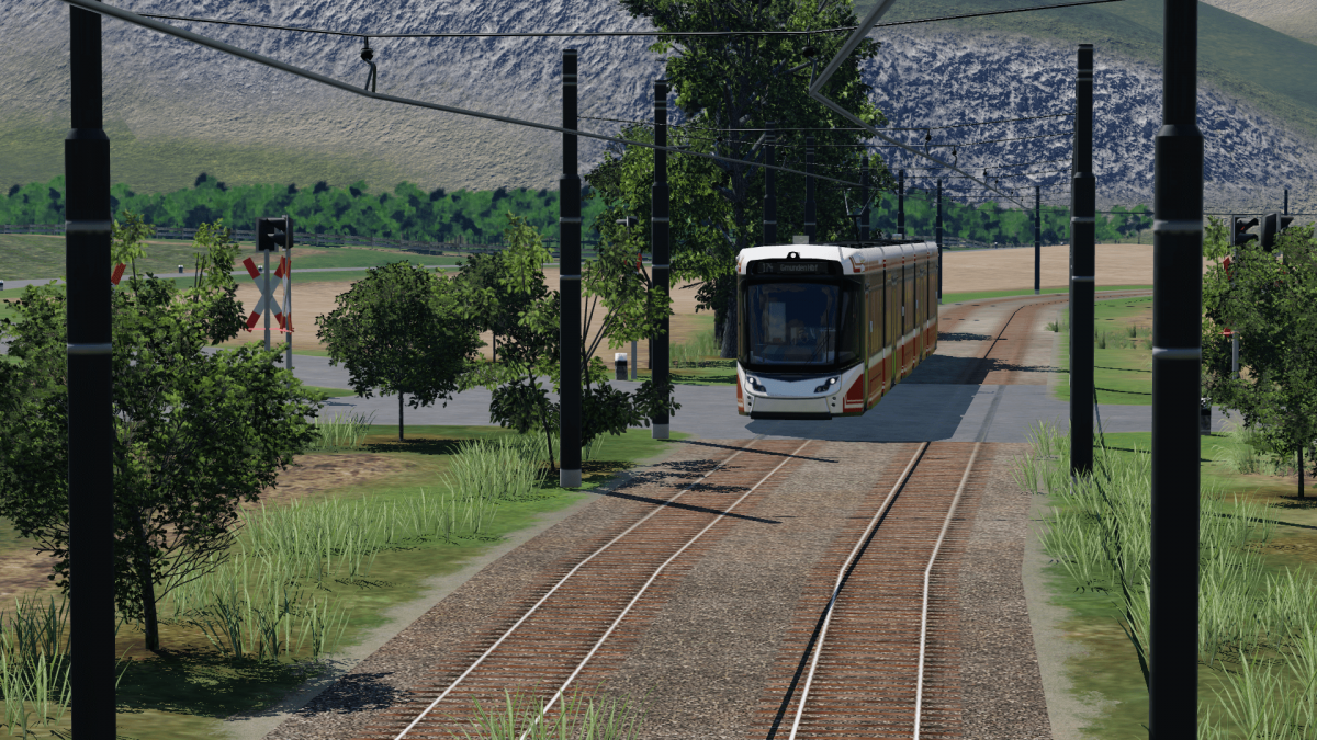 Straßenbahn der Verkehrsgesellschaft Bregenz auf dem Weg nach Bregenz