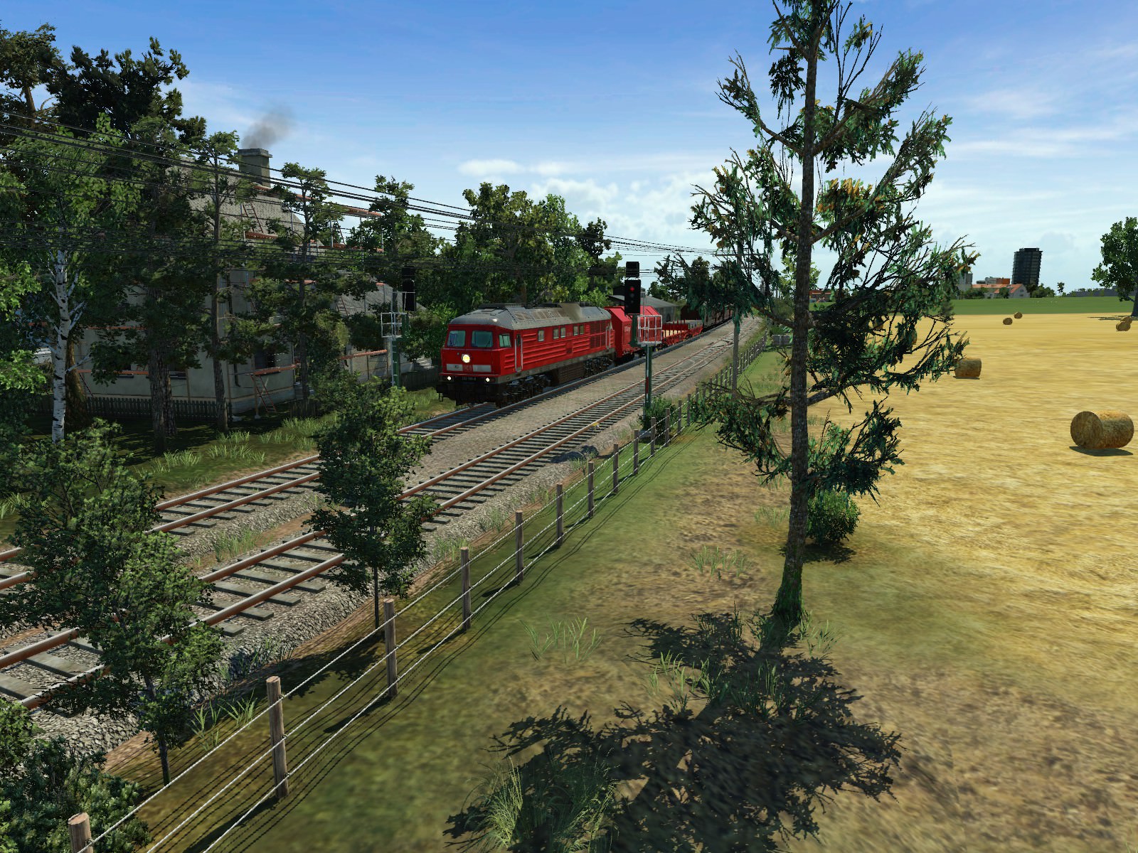 Eine Ludmilla der DB Cargo zeiht einen Güterzug über die Sehetalbahn.