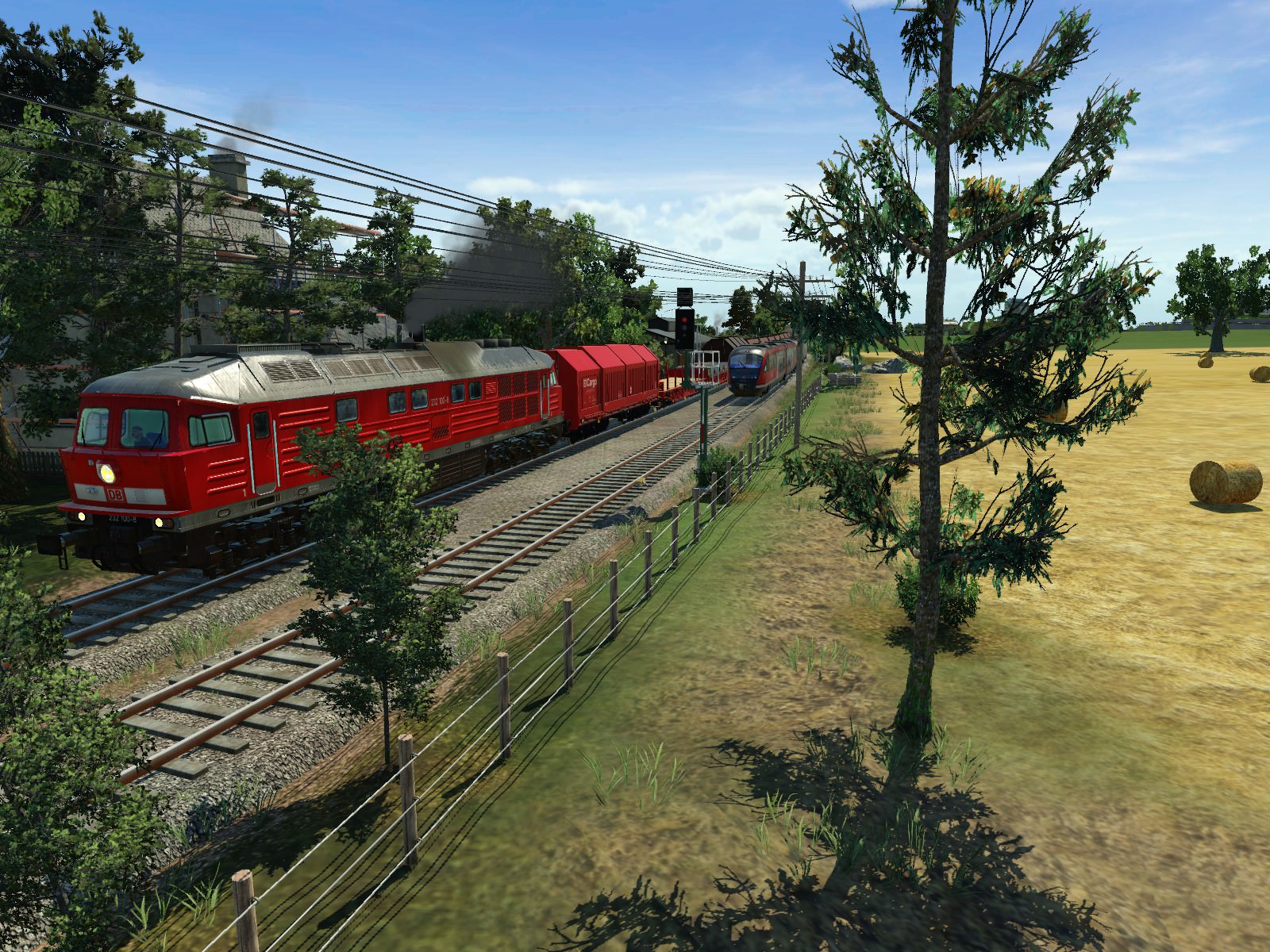 Hier kreuzt der Güterzug nach Wismund mit der Regionalbahn in Richtung Langenheim.
