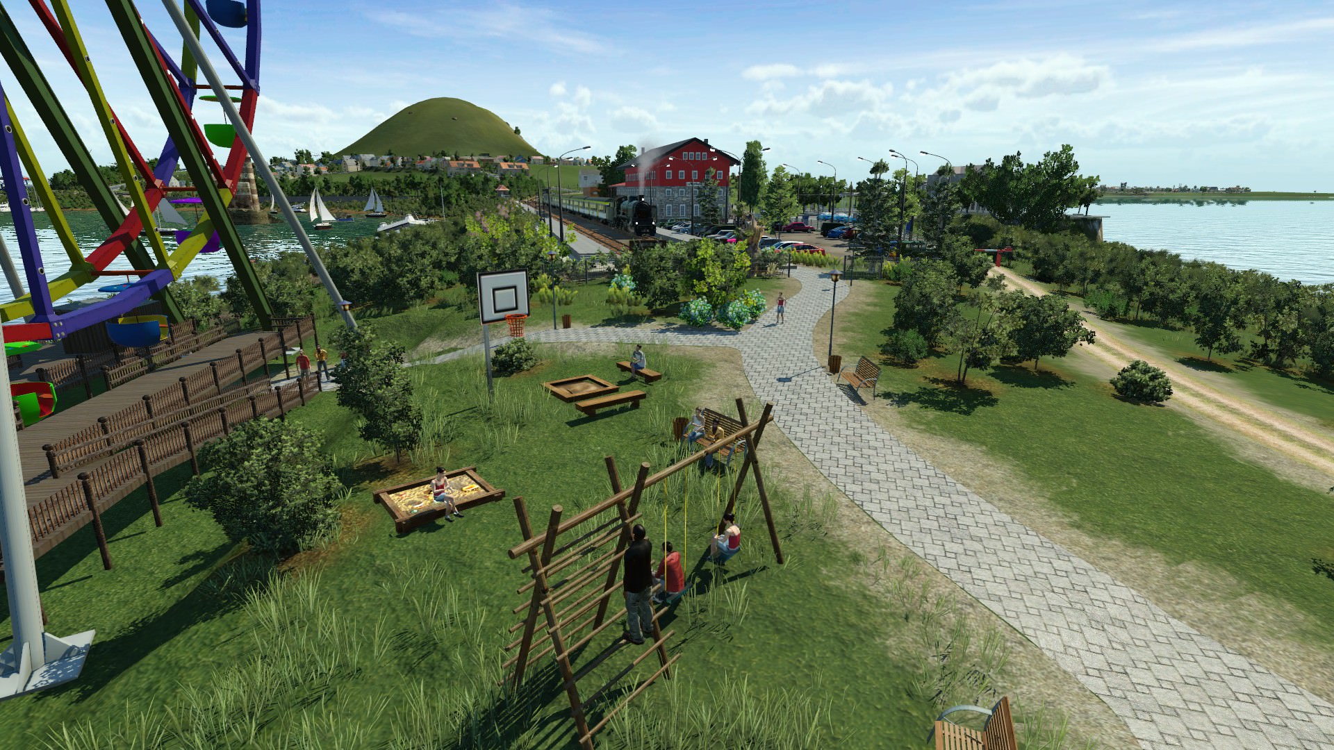 Blick vom Spielplatz Richtung Bahnhof