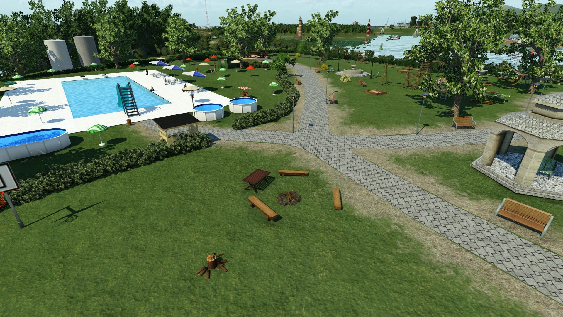 Spielplatz, Schwimmbad