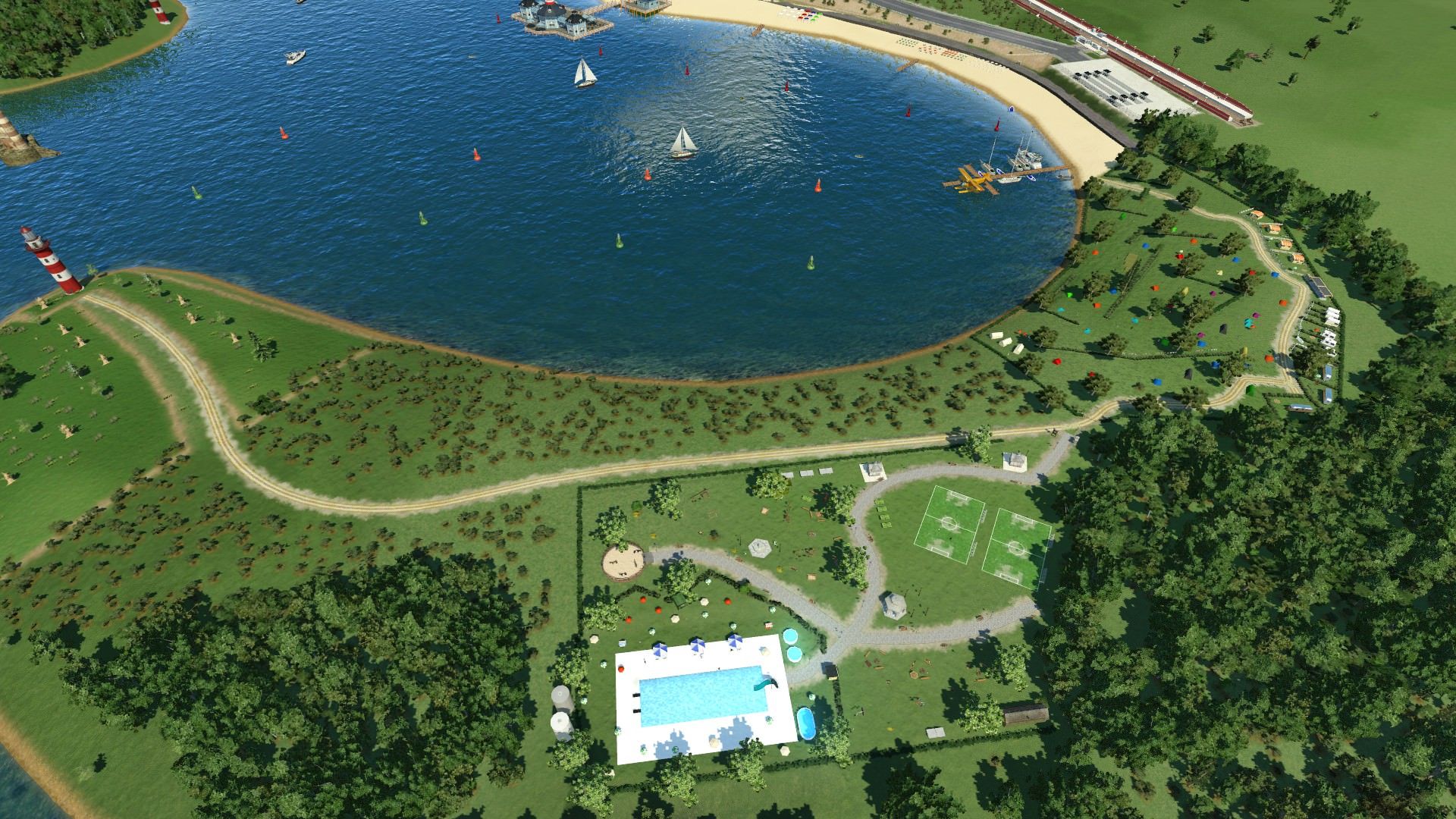Leuchtturm, Spiel und Schwimmbad, Campingplatz, Strandbad