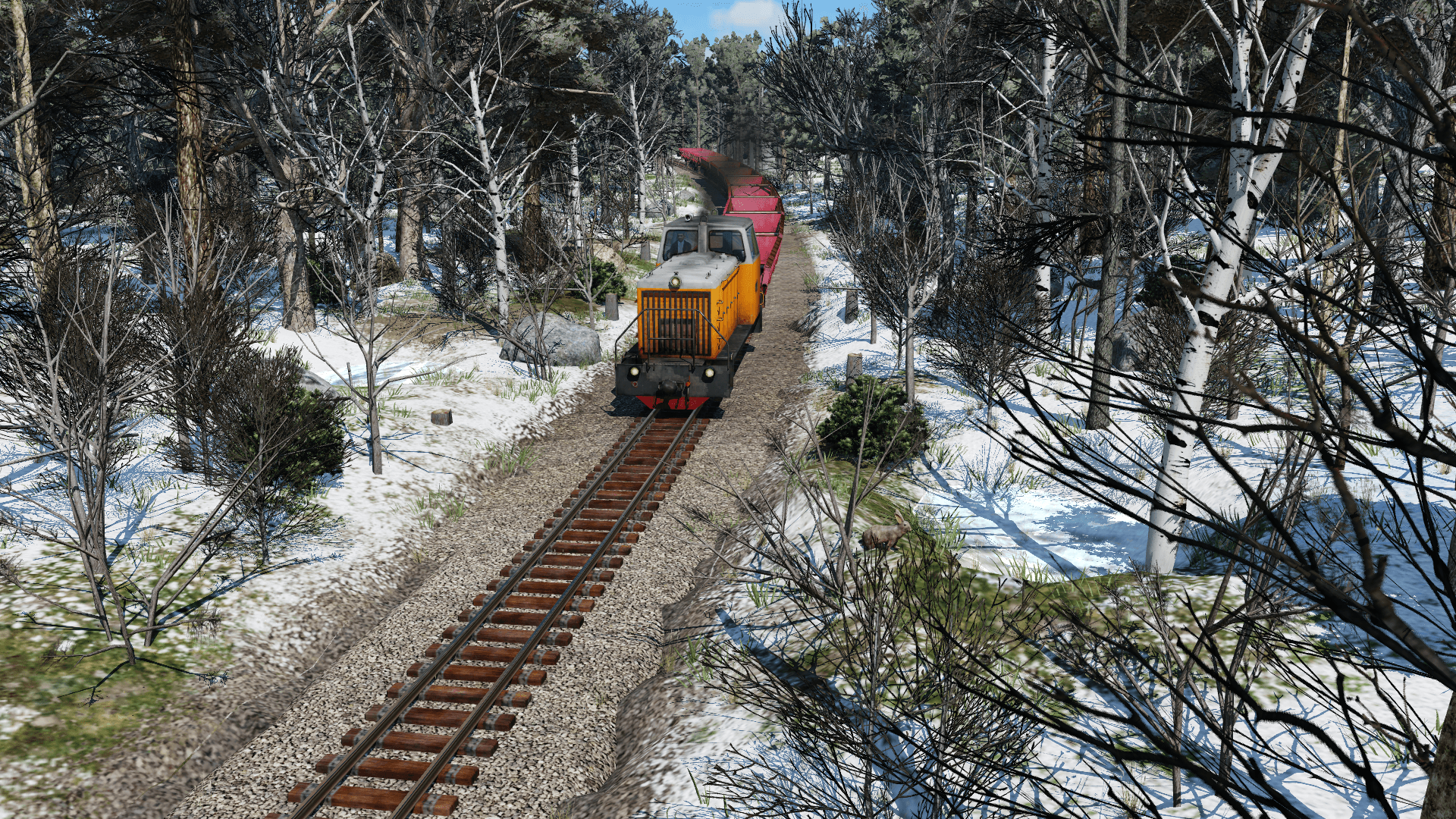 Russian gauge railway in the early March.