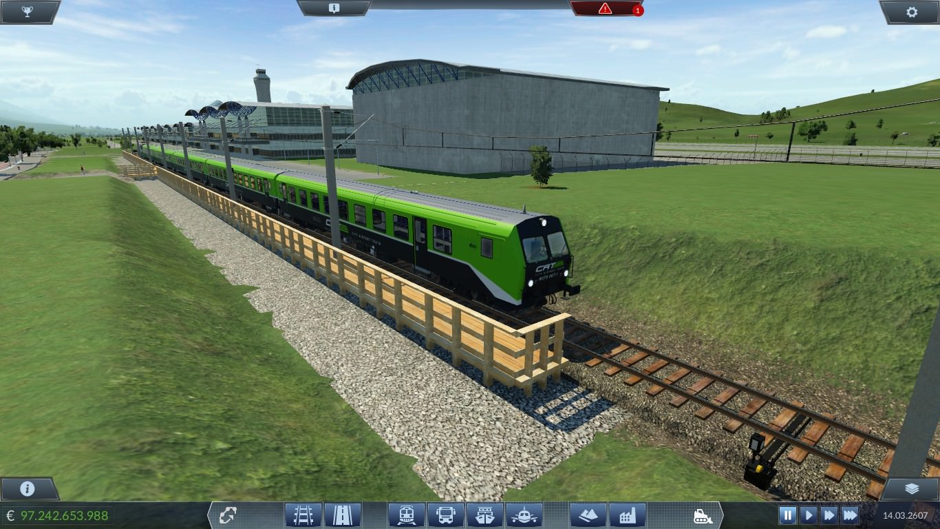 AirportConnectorTrain im provisorischen Flughafenbahnhof Lichtenstein