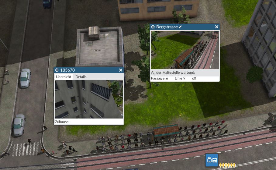Maximale Anzahl an Fahrgästen an einer Bushaltestelle mit schmalem Bürgersteig