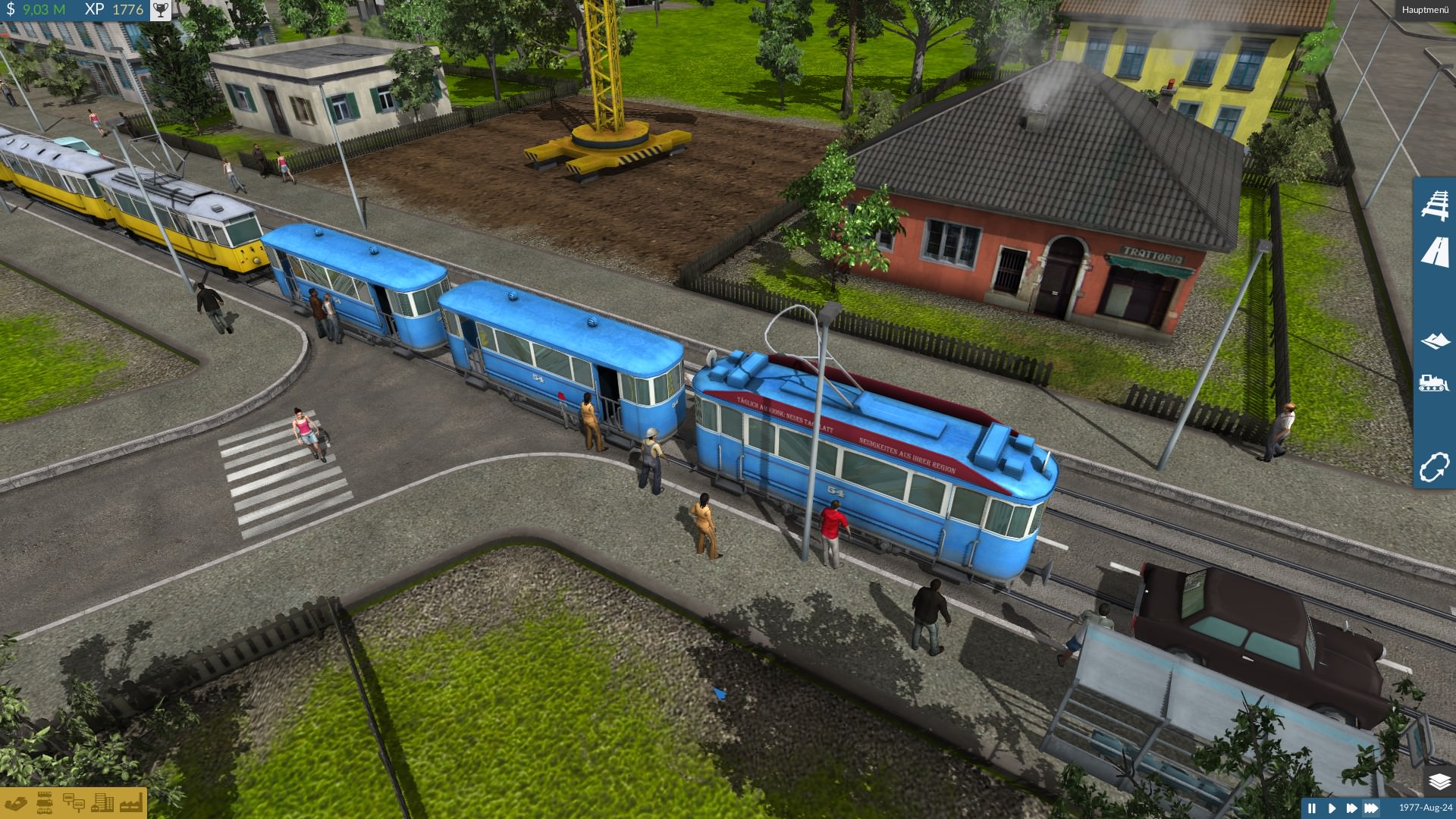 Tram mit zwei Anhängern