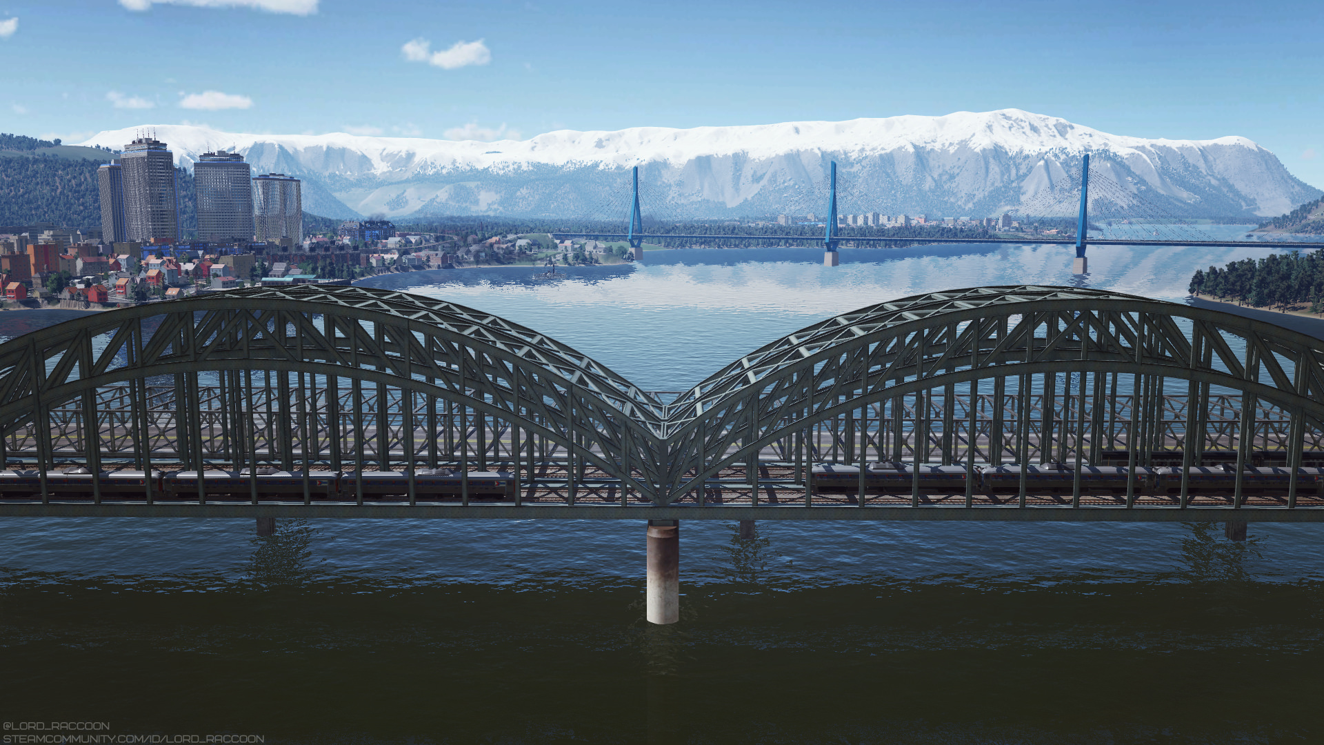 Amtrak's RDCs crossing the bridge