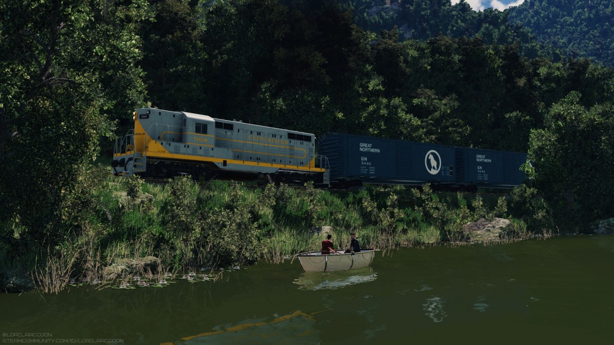 Clinchfield GP7 by the forest river