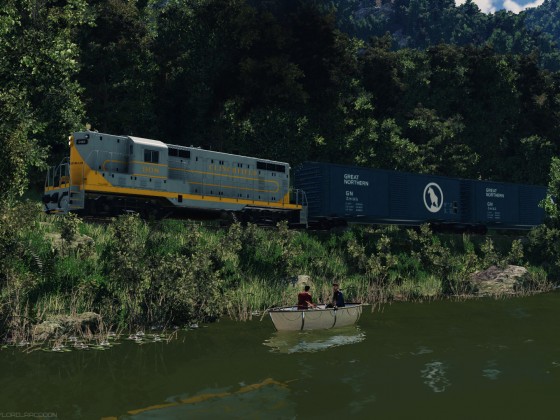 Clinchfield GP7 by the forest river