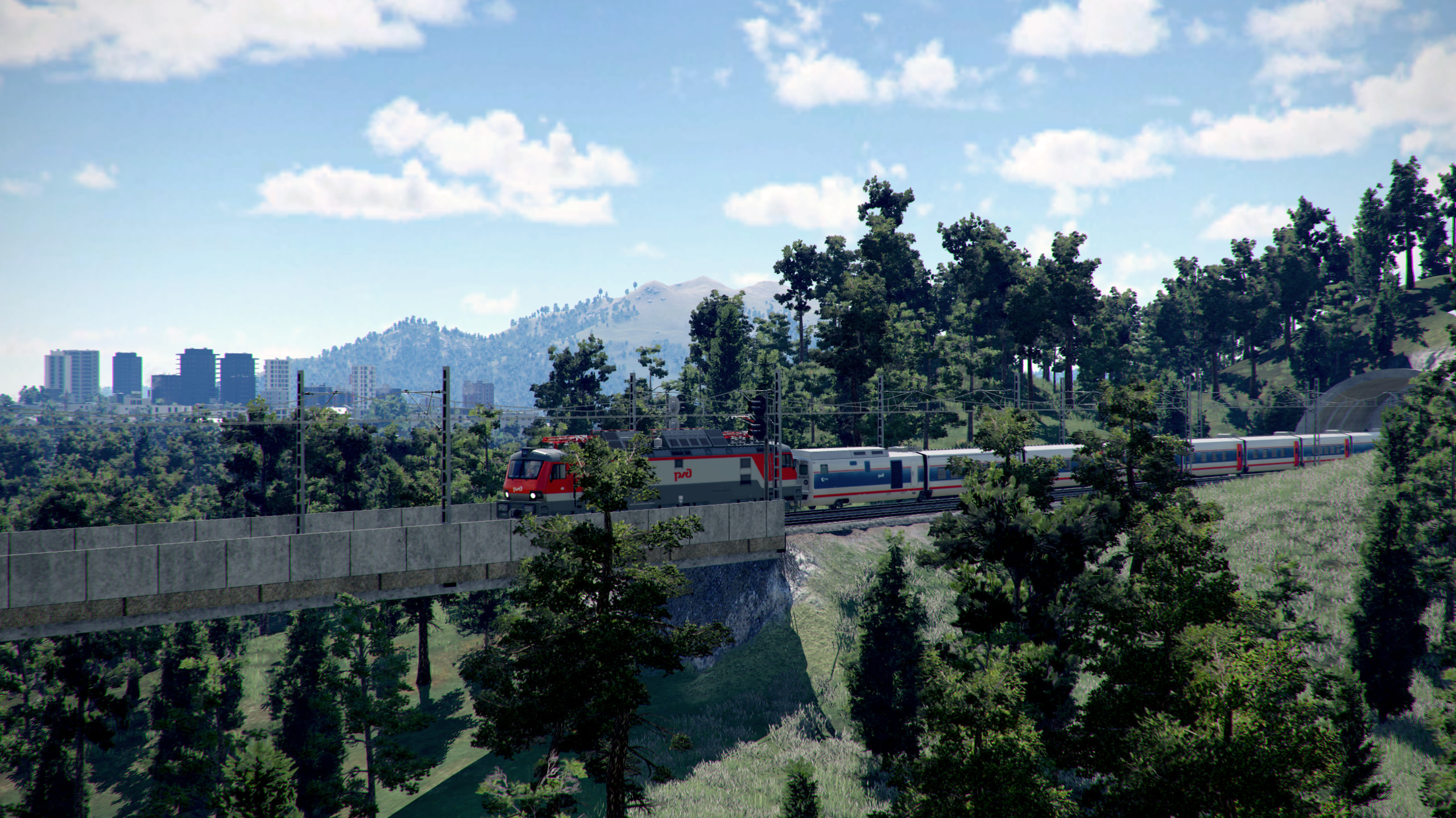 through forests, tunnels and bridges