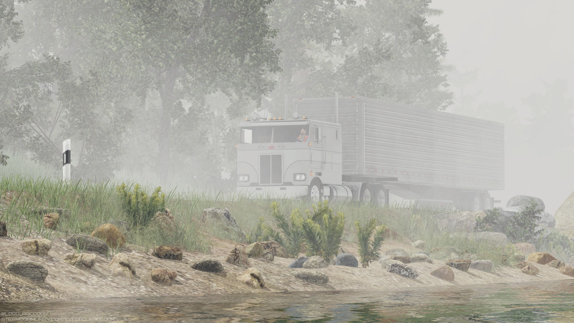Peterbilt 352 in the morning fog