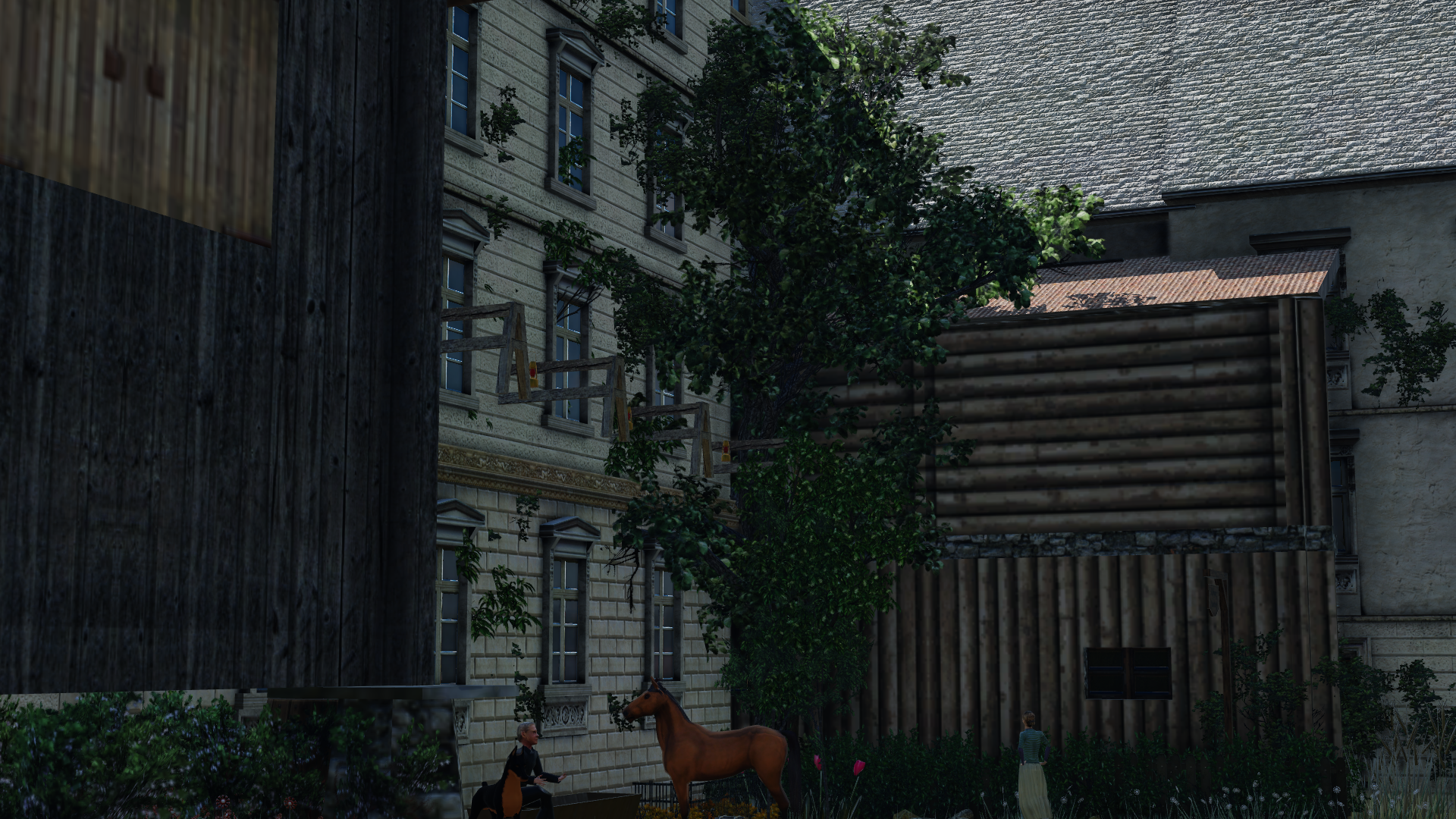 In the side street...