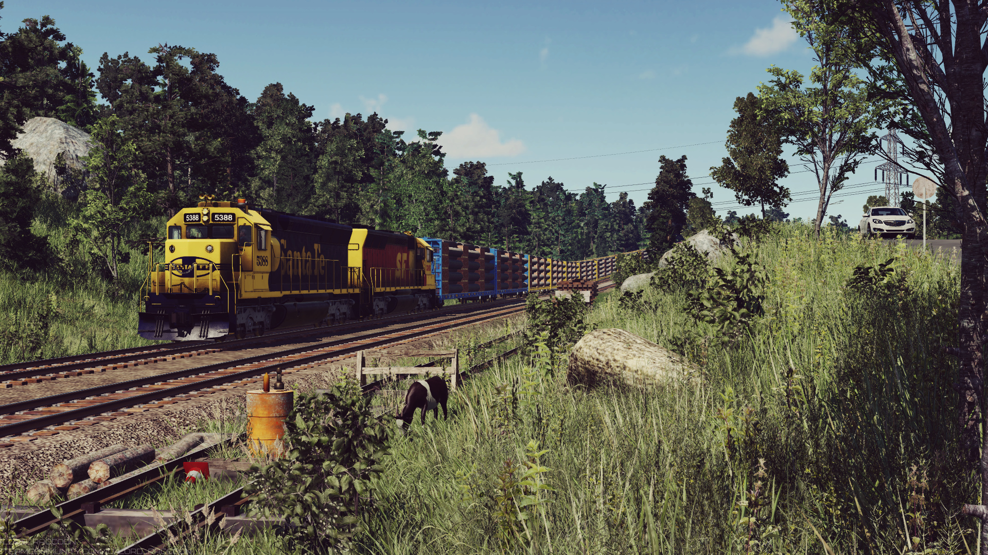 Santa Fe SD45U near the abandoned track