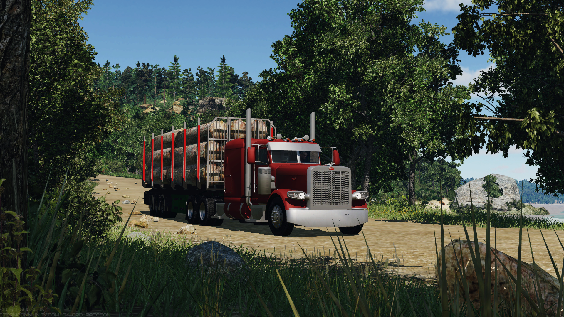 Peterbilt 389 leaving sawmill
