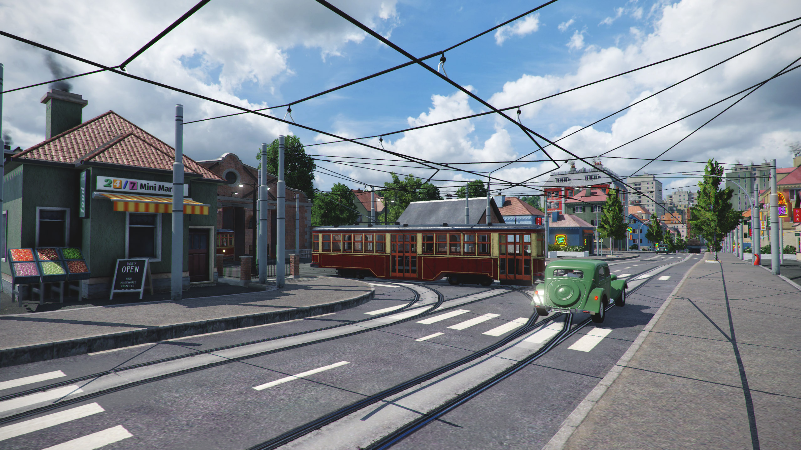 tram depot on the outskirts of the city