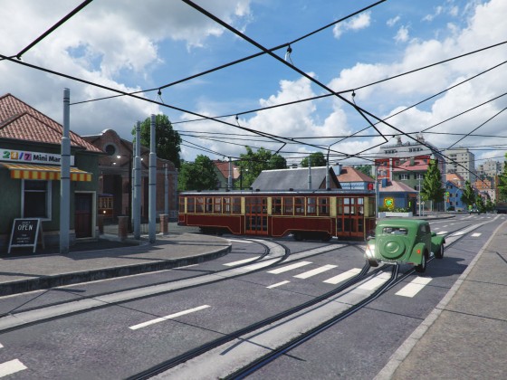 tram depot on the outskirts of the city