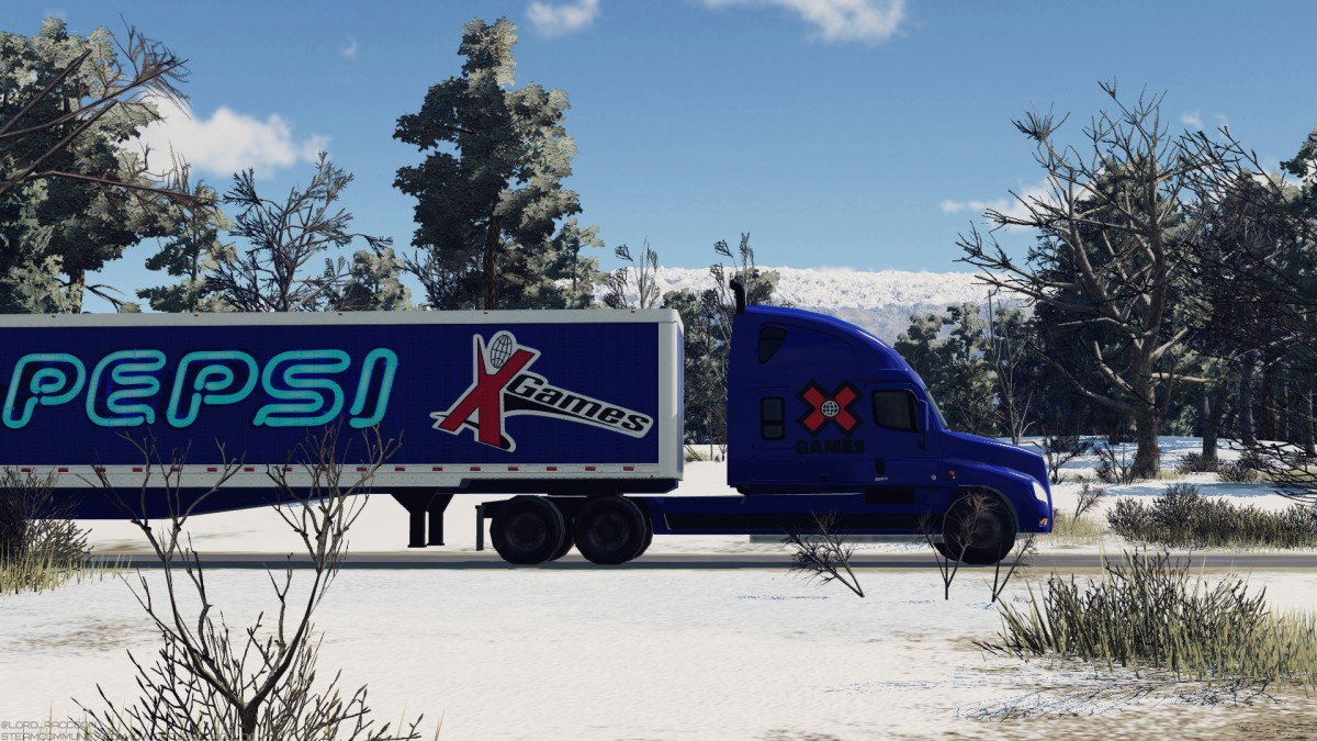 Freightliner near the mountain