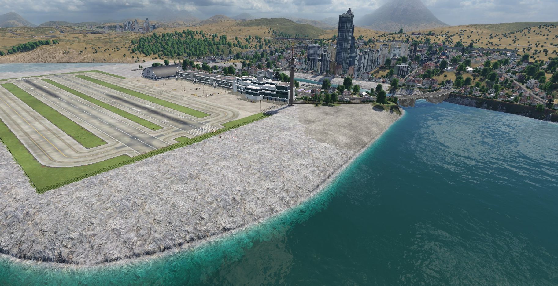 Italien Map Flughafen auf dem Meer angebaut.