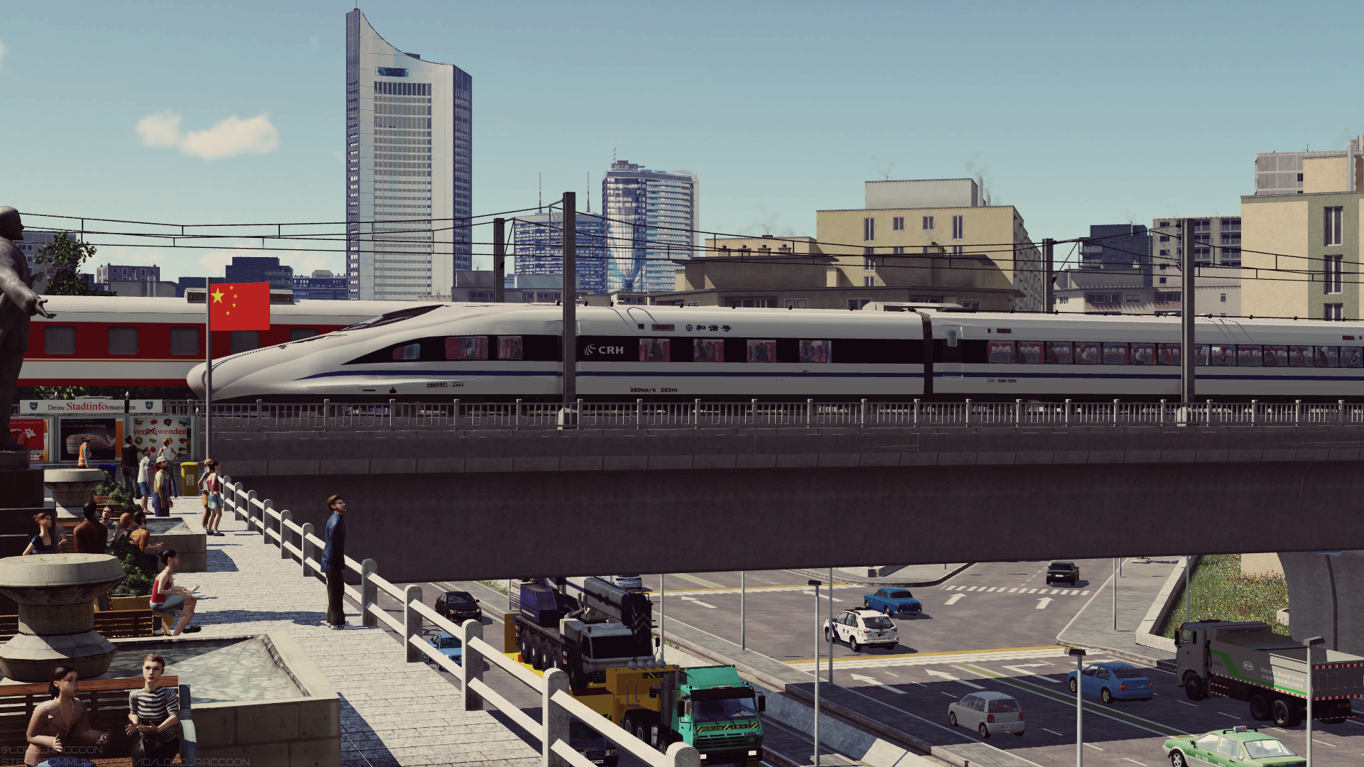 CRH380A crossing the city highway