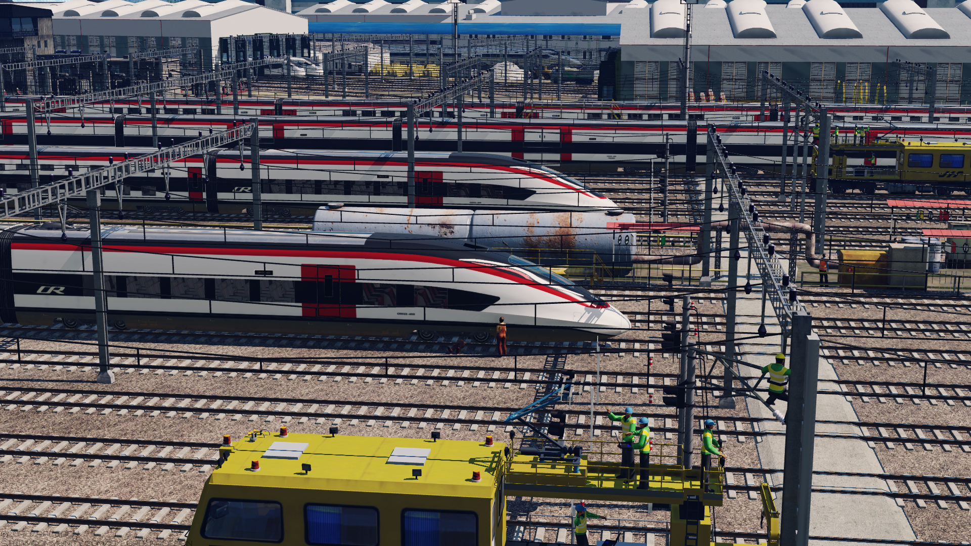 High-speed trains on the maintenance