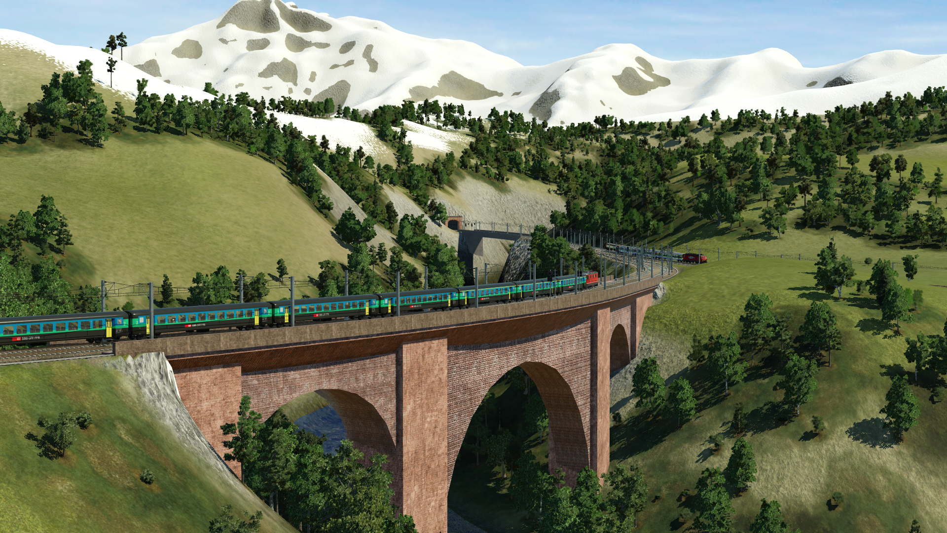 Brücke mit Bergpanorama