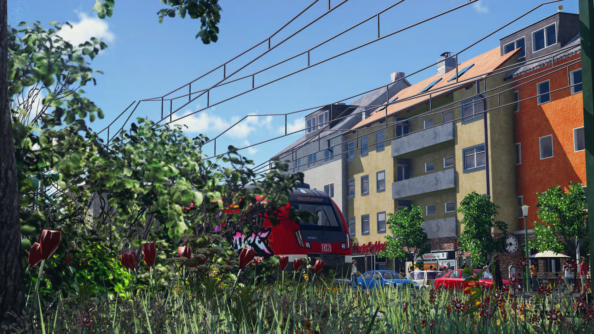 Small town's street near railway