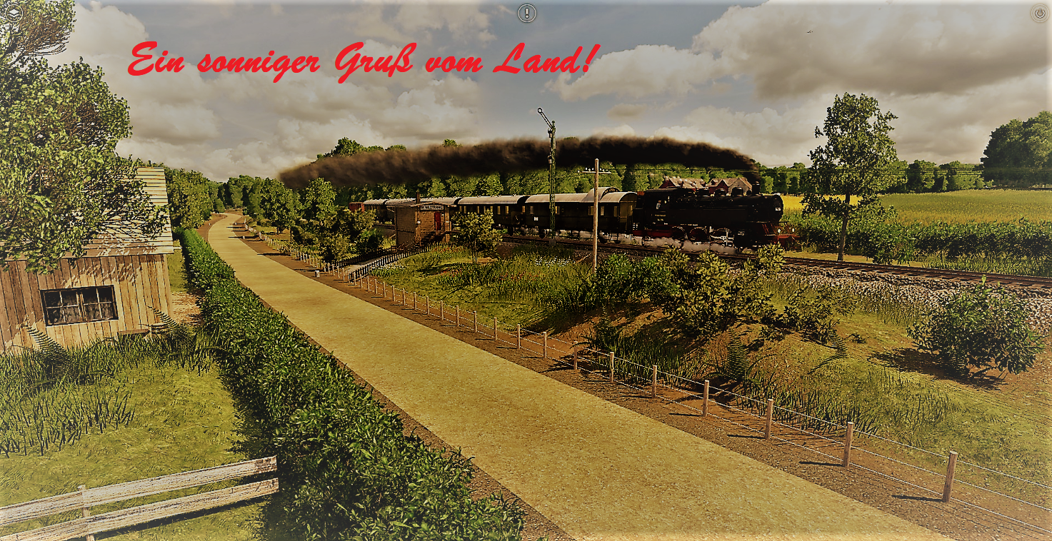 Ein sonniger Gruß vom Land. Postkarten-Stil
