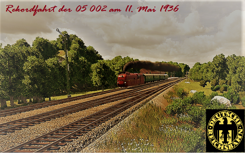 Weltrekordfahrt von 05 002 - Postkarten-Stil
