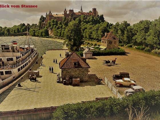 Burg Greifenfels, Anlegestelle am Stausee. - Postkarten-Stil