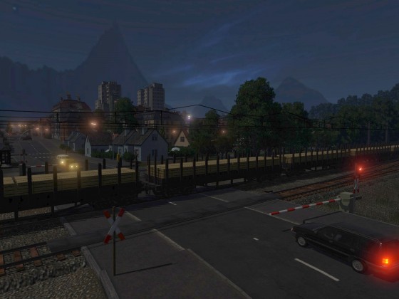 Bahnübergang bei Nacht