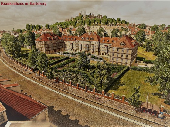 Das Karlsburger Krankenhaus. Postkarten-Stil