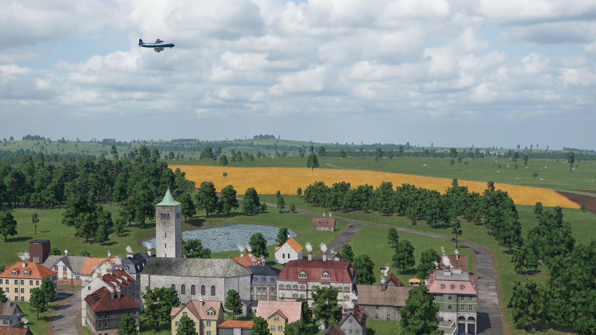 Kurviger Anflug über's Dorf
