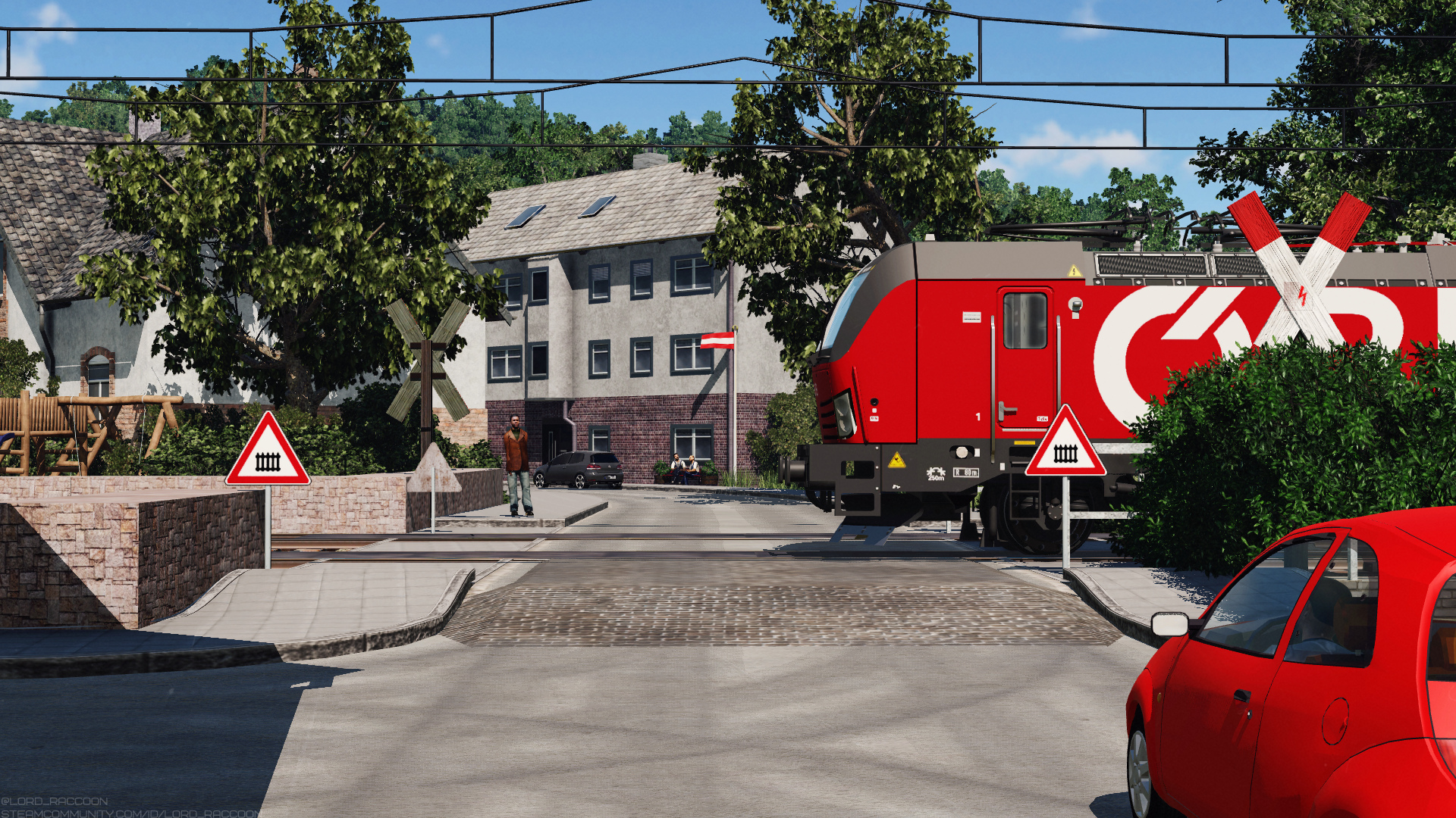 Vectron crossing the street in the small mountain village