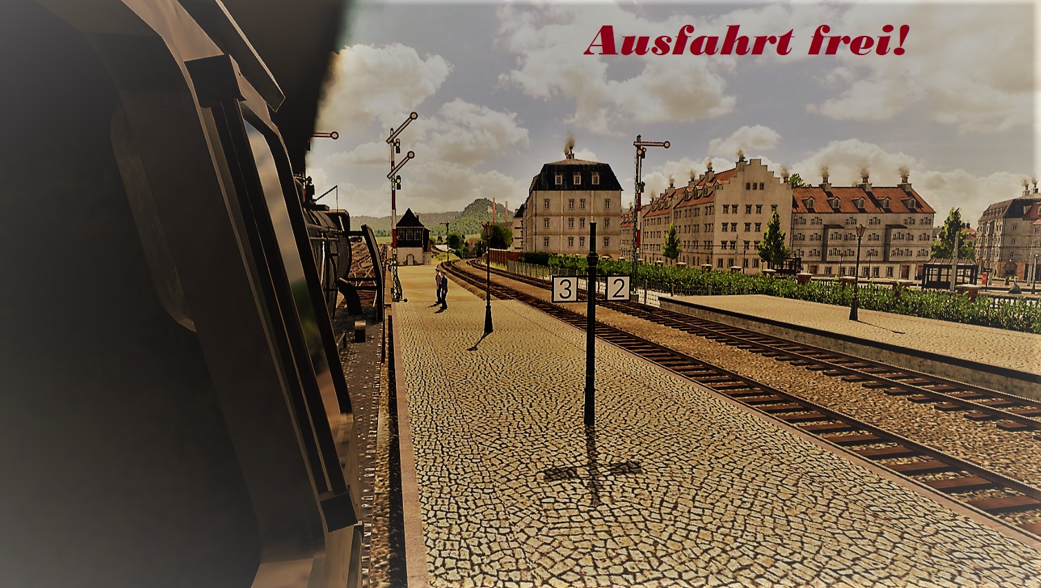 Ausfahrt frei. Postkarten-Stil