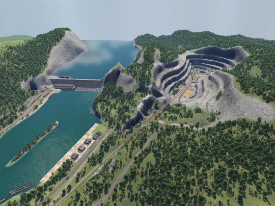 Staudamm und Steinbruch