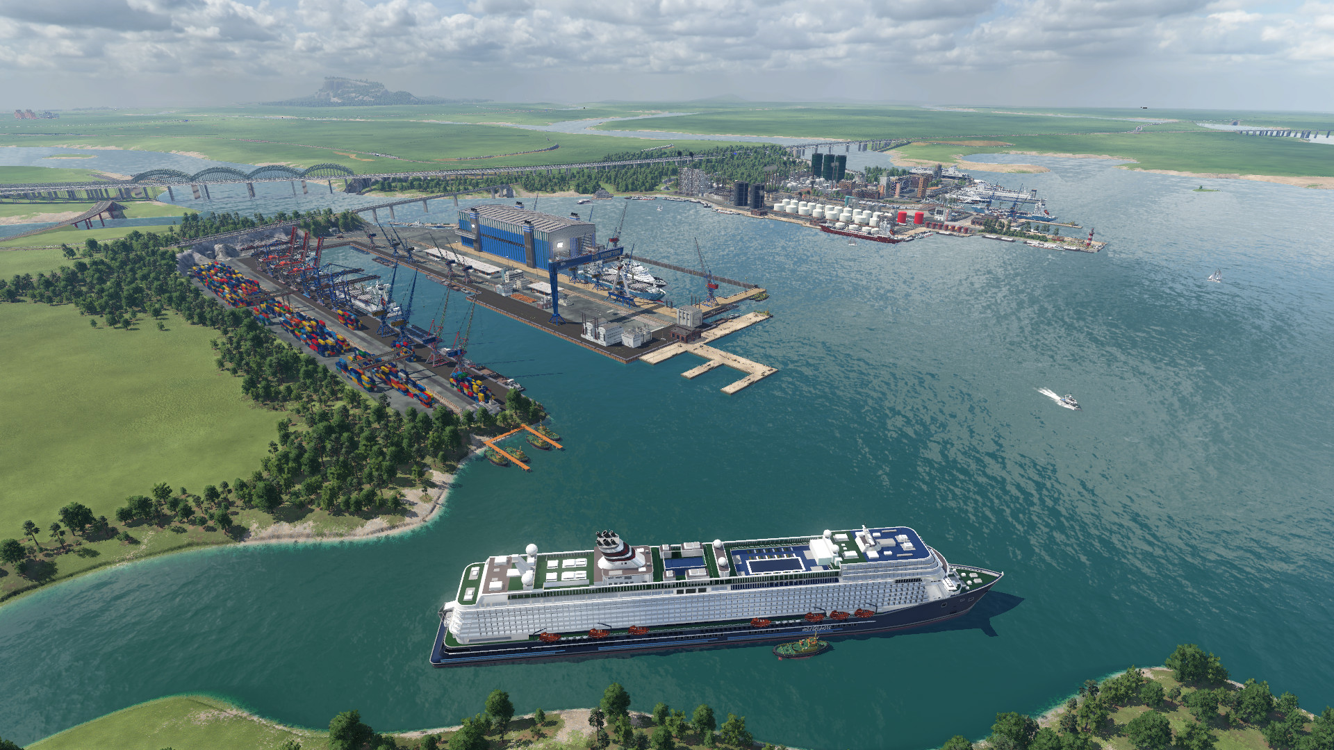 MV-Werft und kleiner Containerhafen