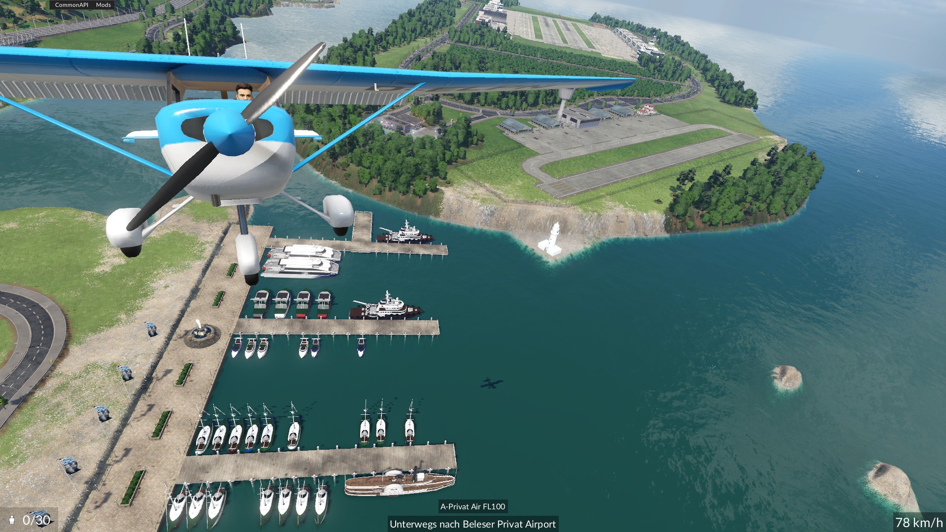Abflug über Yachthafen