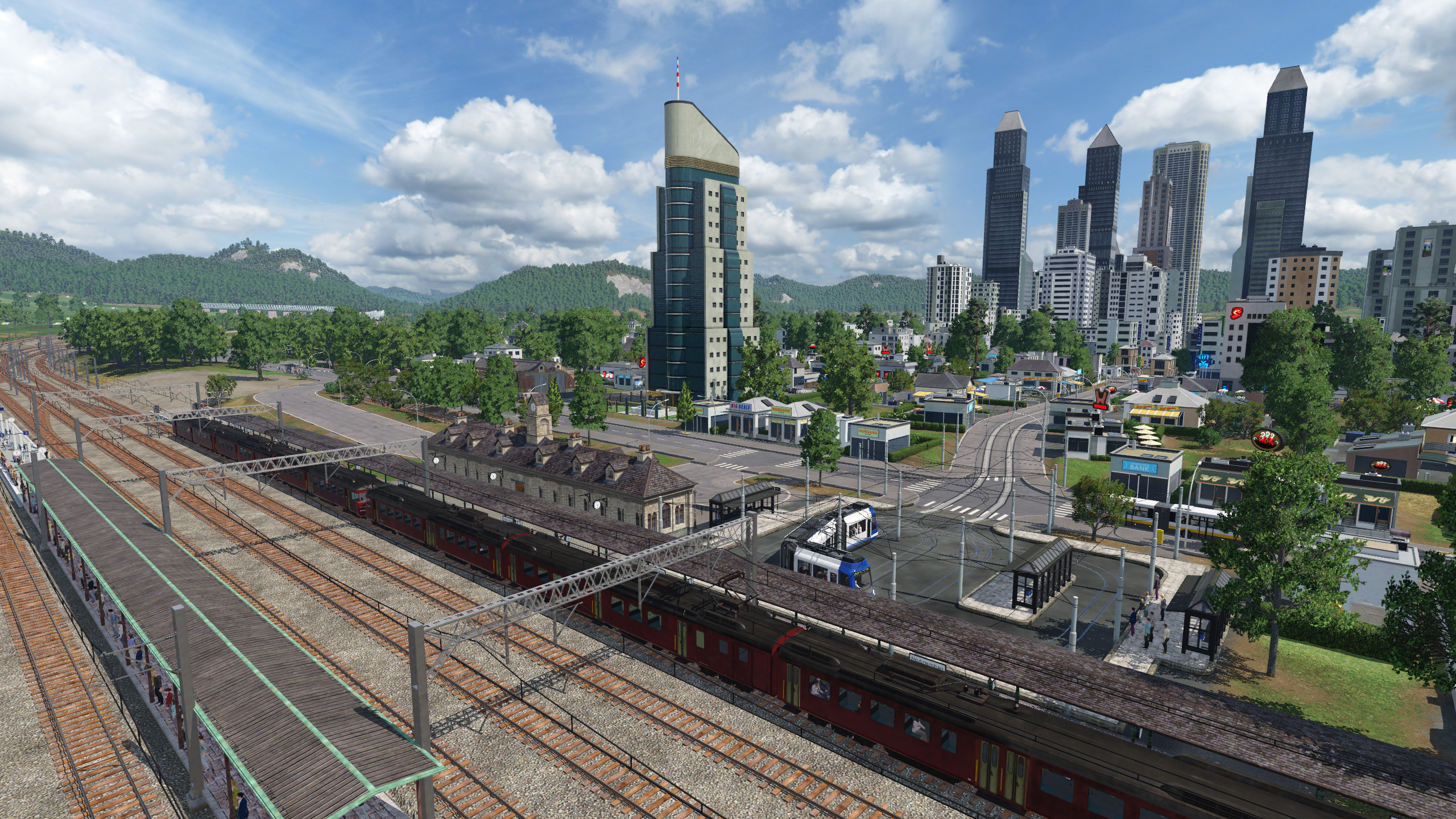 Blick auf Neubraunshain vom Bahnhof mit Firmenzentrale im Vordergrund