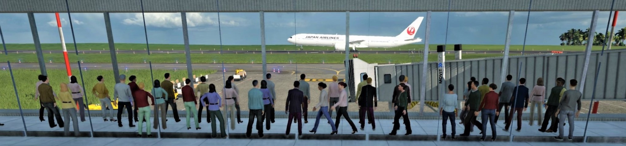 "Attention please, this is a passenger announcement : JAL flight number JL42 from Tokyo-Haneda has landed." ✈
