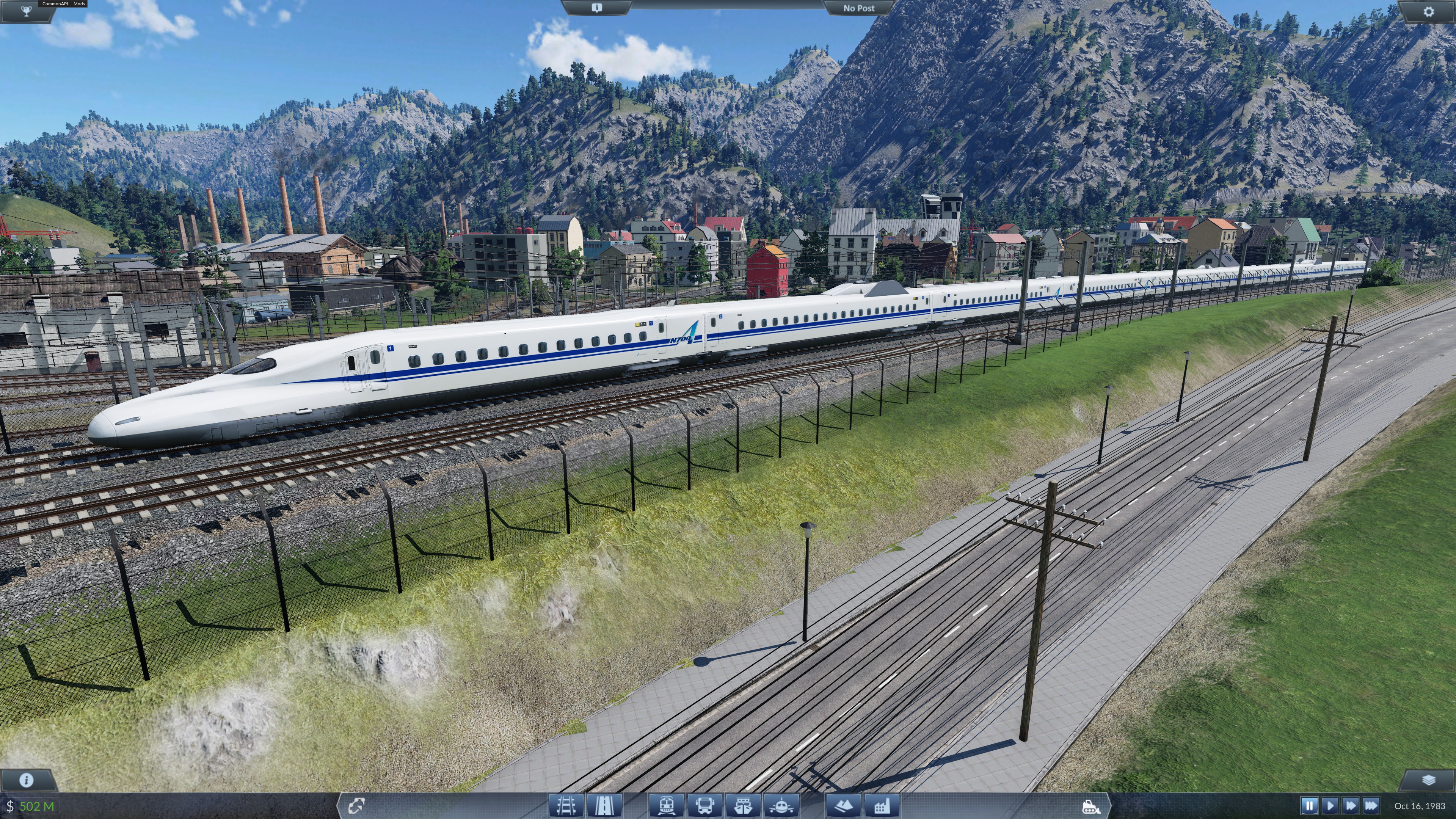Shinkansen N700 series train passing at speed in Maibara City