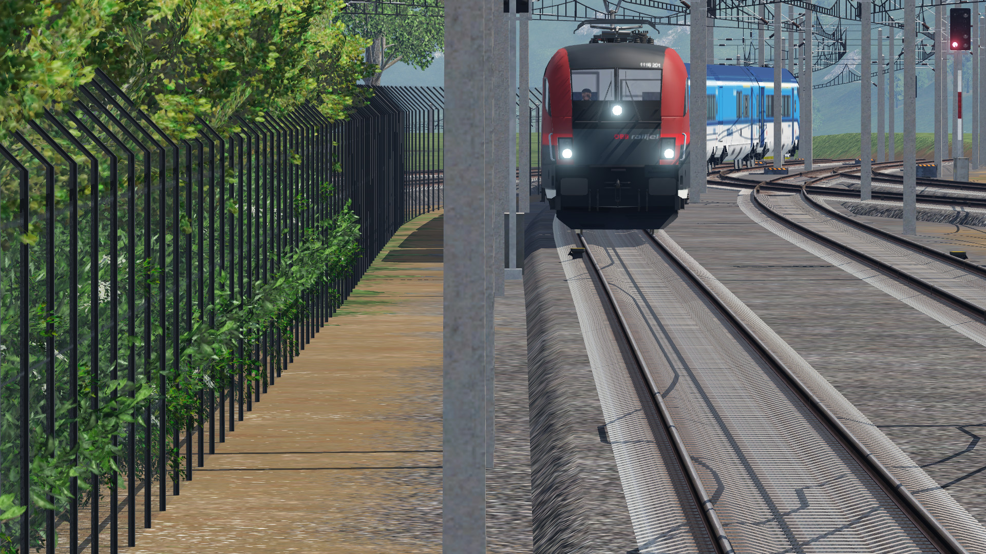 Railjet bei der Einfahrt aus dem HBF