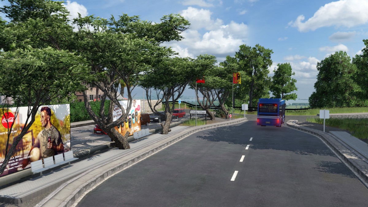 Bushaltestelle und Parkplatz in Athénaz Dorf redesigned