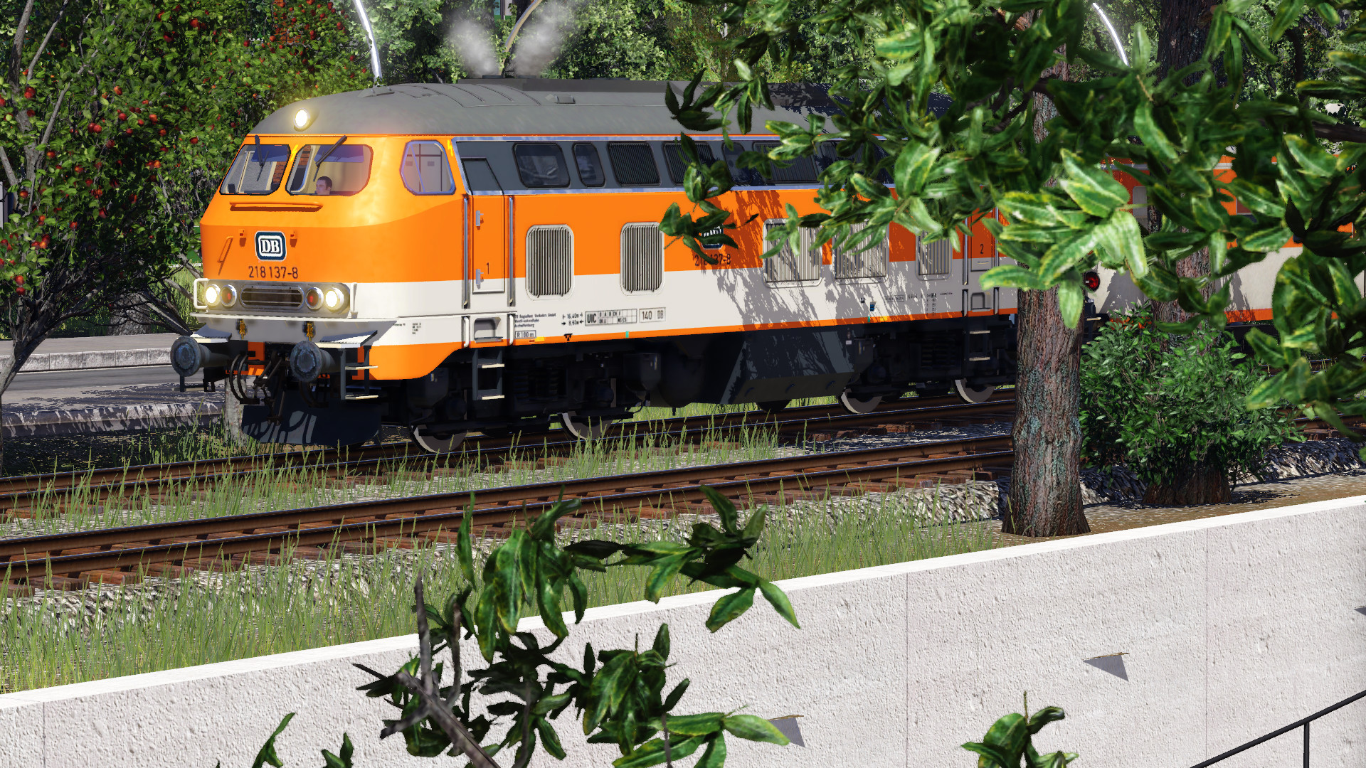 BR218 auf der Fahrt durch die Vororte