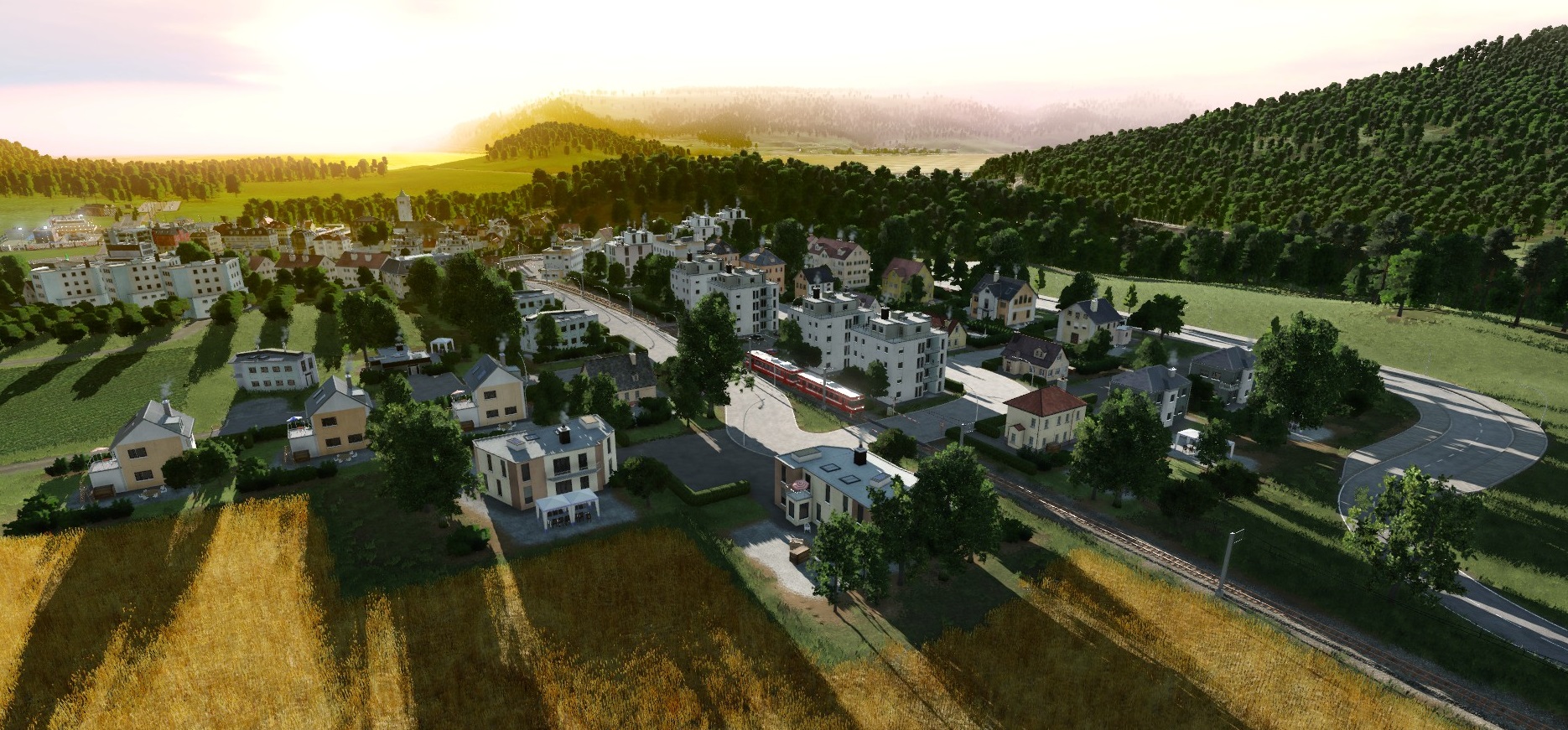 Sonnenaufgang mit Schmalspur