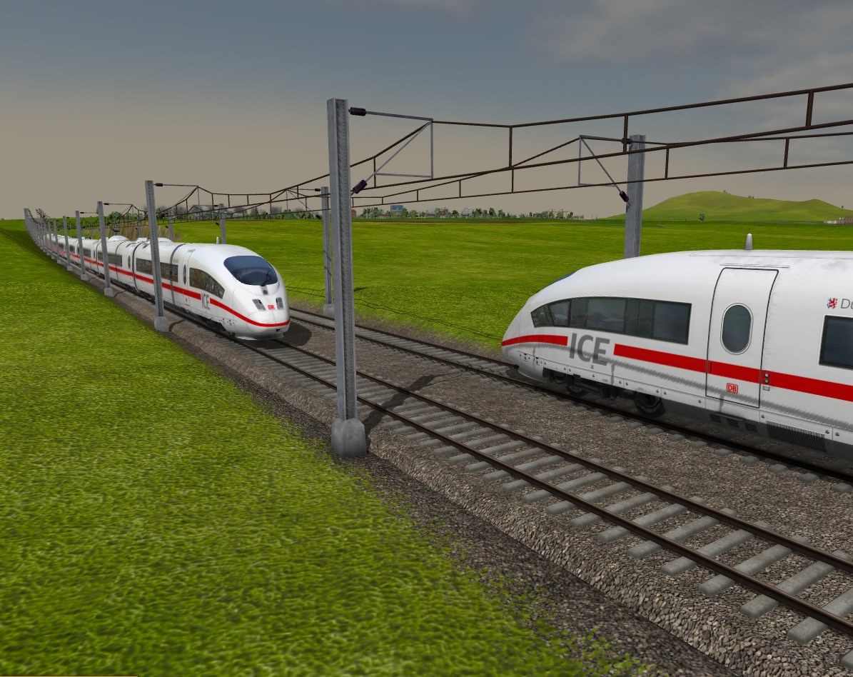 Treffen zweier InterCityExpress auf der neuen SFS Tiefenbrunn <> Bernau