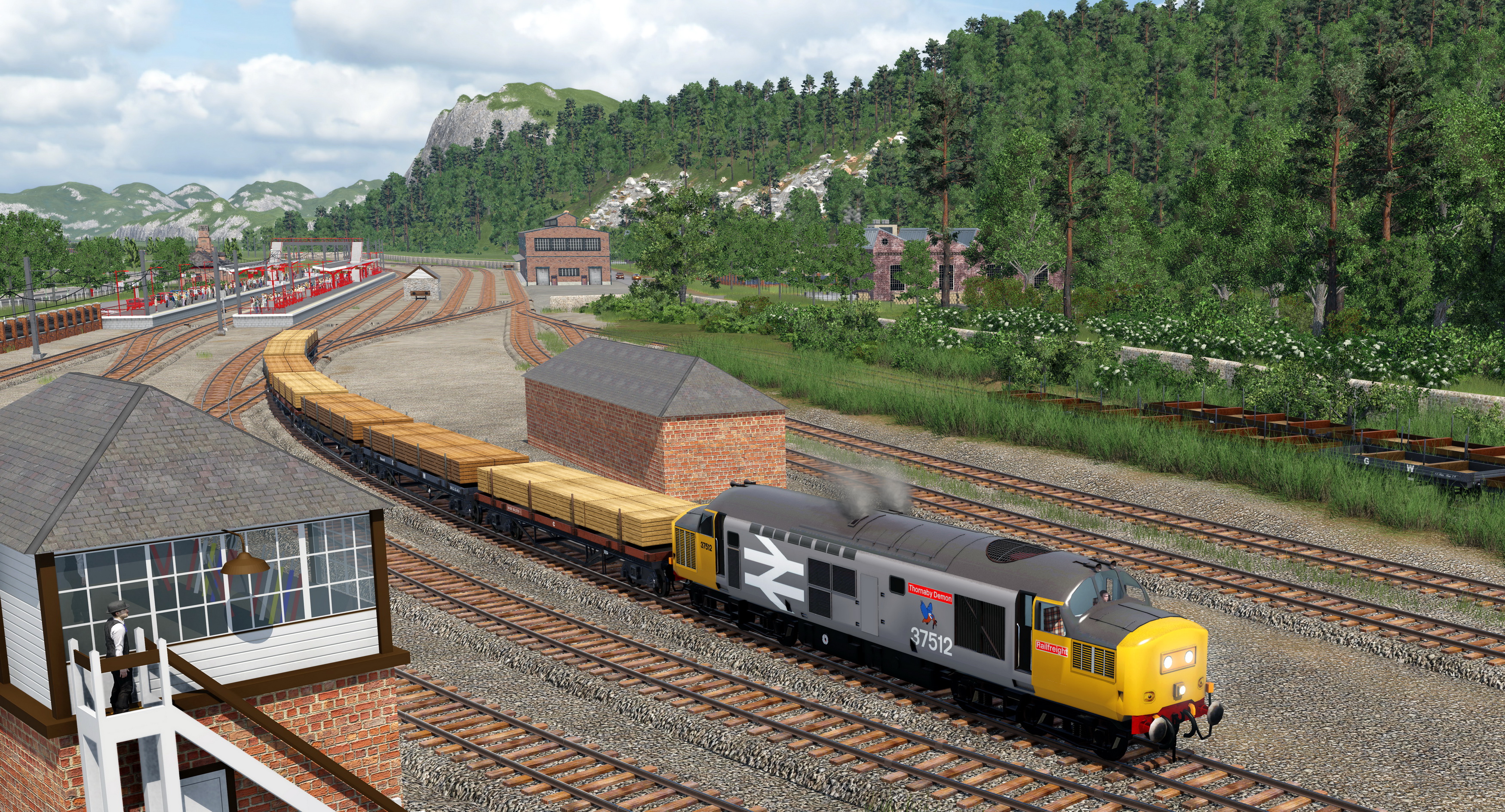 Class 37 mit Holztransport