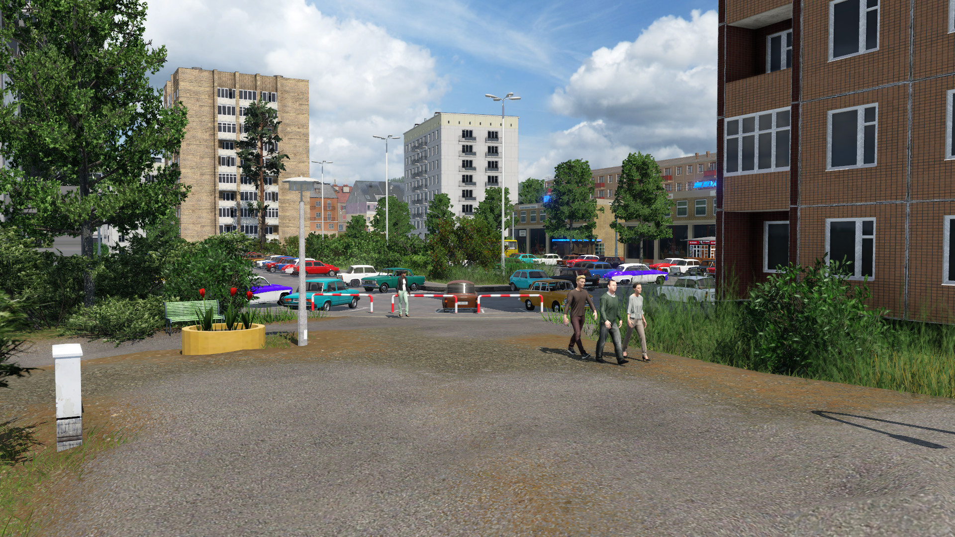1989: Einkaufszentrum mit Parkplatz