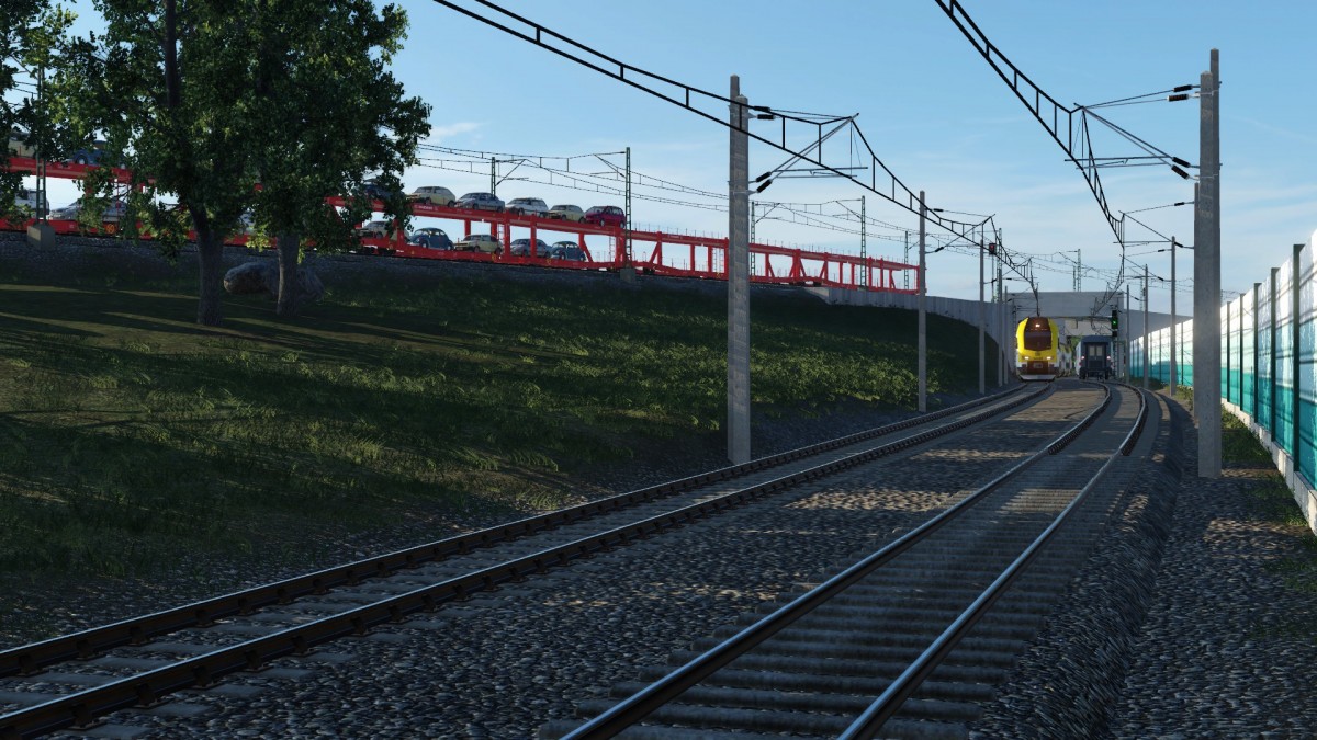 Güterzug überquerung an der SFS