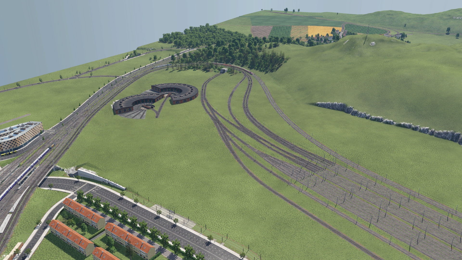 Hier zu sehen ist mein großer Güterbahnhof mit Siemens-Werk (links)