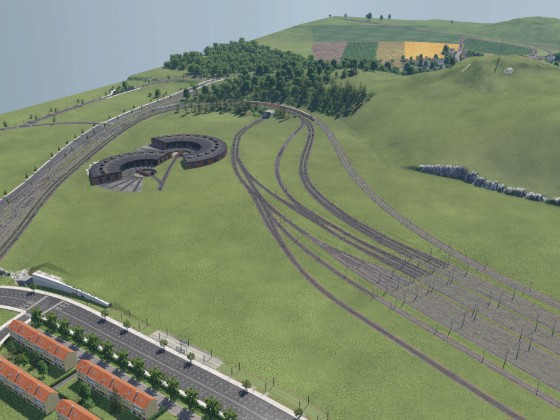 Hier zu sehen ist mein großer Güterbahnhof mit Siemens-Werk (links)